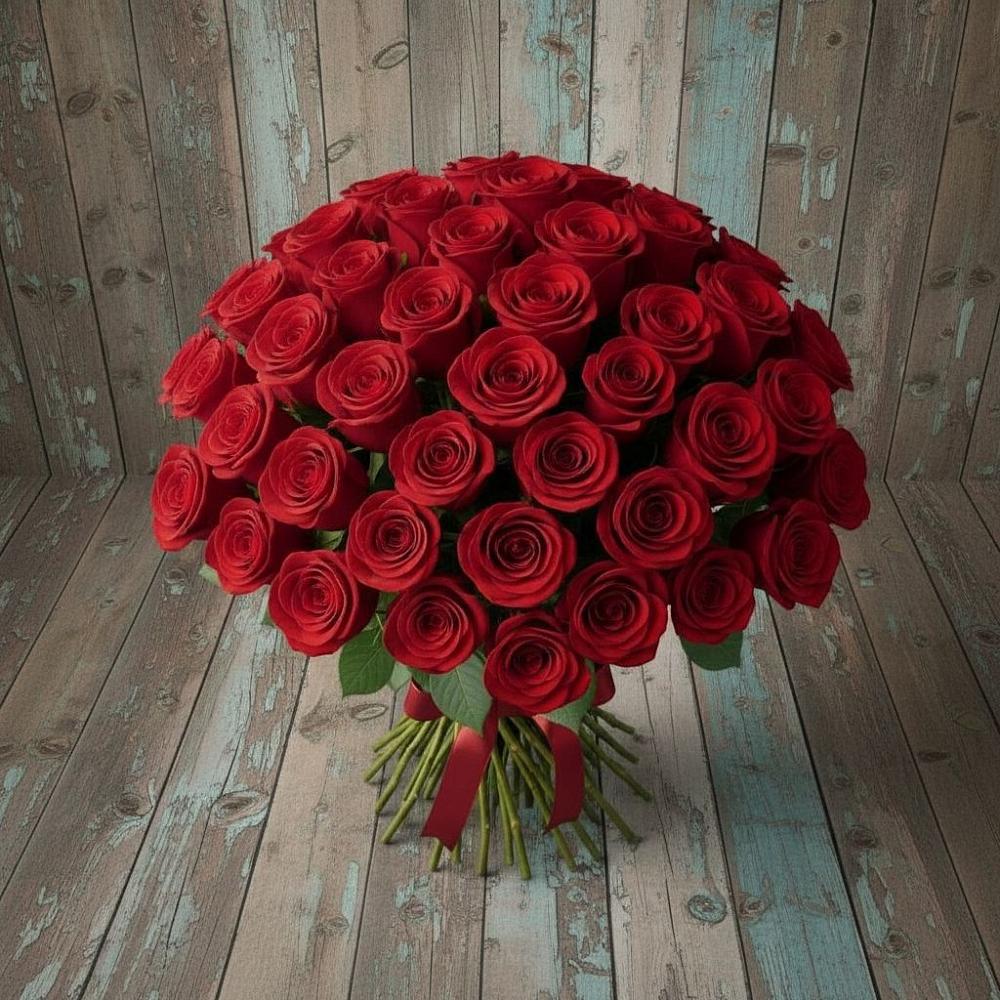 Букет 55 Красных роз Фридом в Лобне