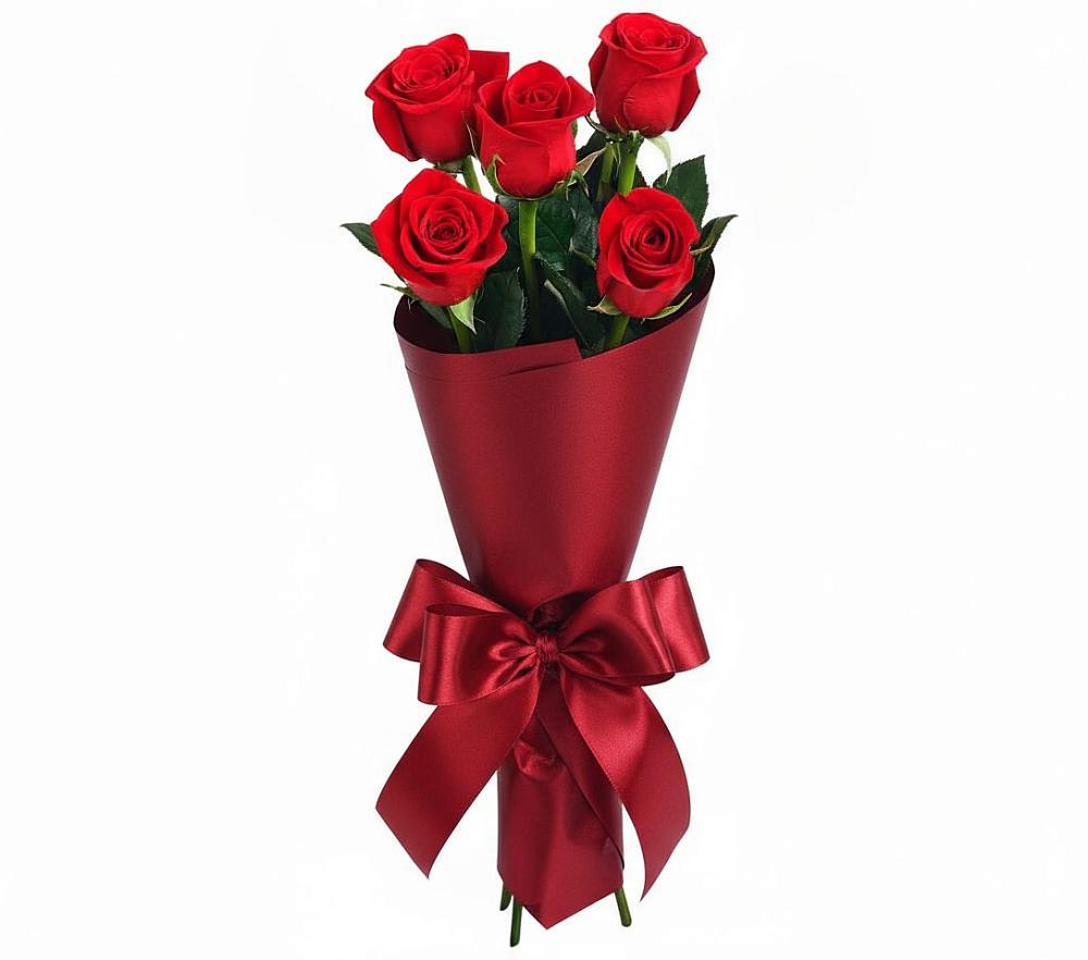 Букет 5 Красных роз Эдлесс Лав в Лобне
