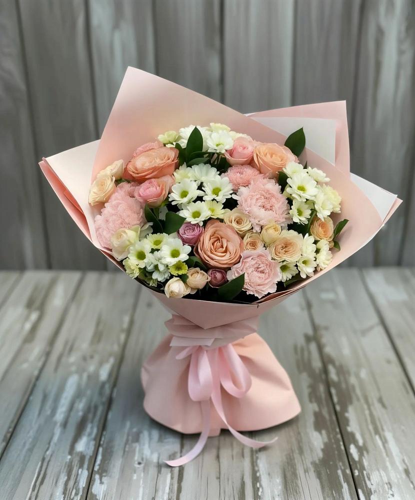 Букет цветов из: Гвоздики, Розы и Хризантемы в Лобне