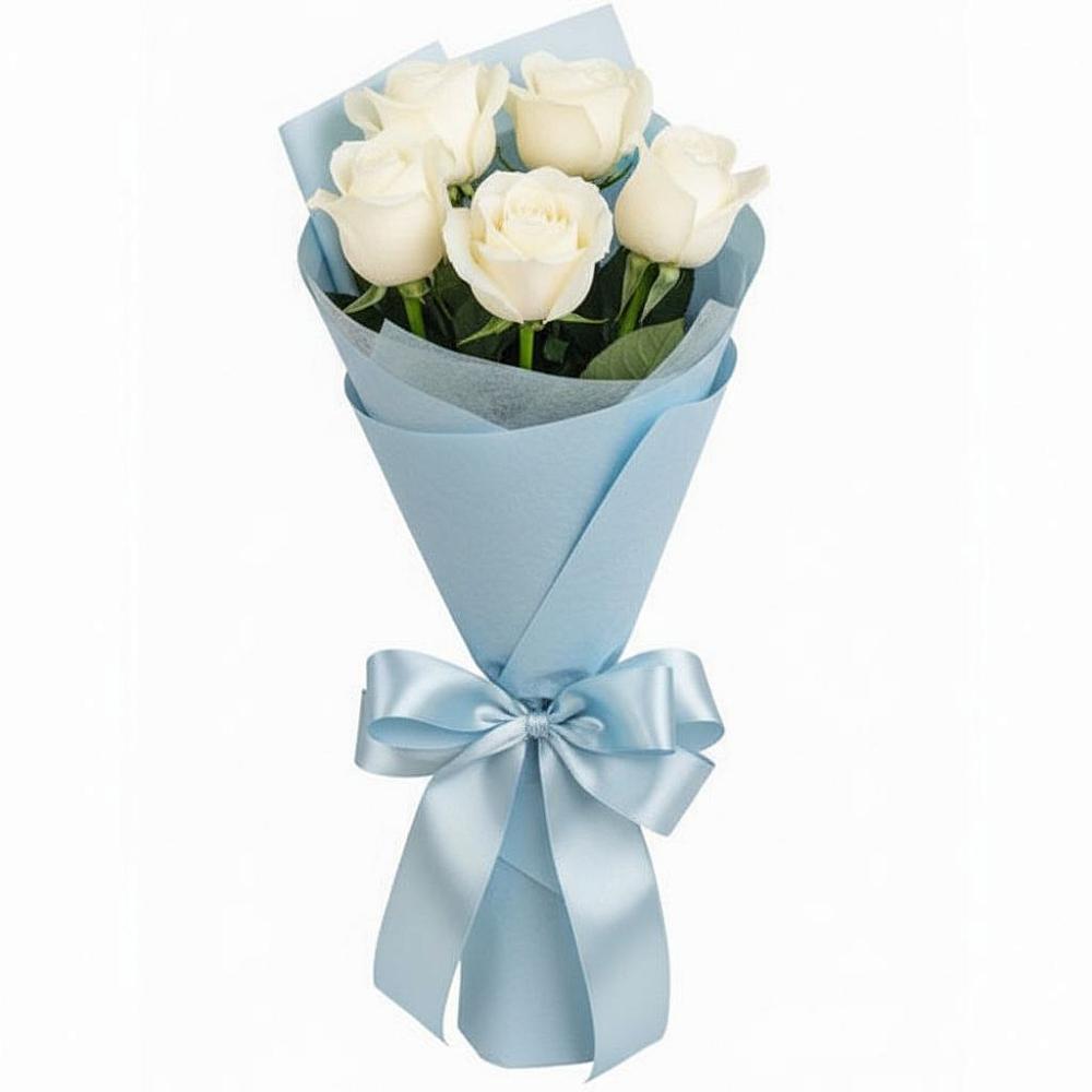 Букет 5 Белых роз Проуд в Лобне