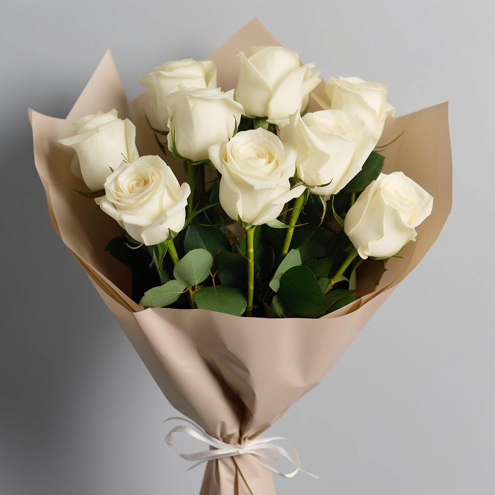 Букет 9 Белых роз Эдлесс Лав в Лобне