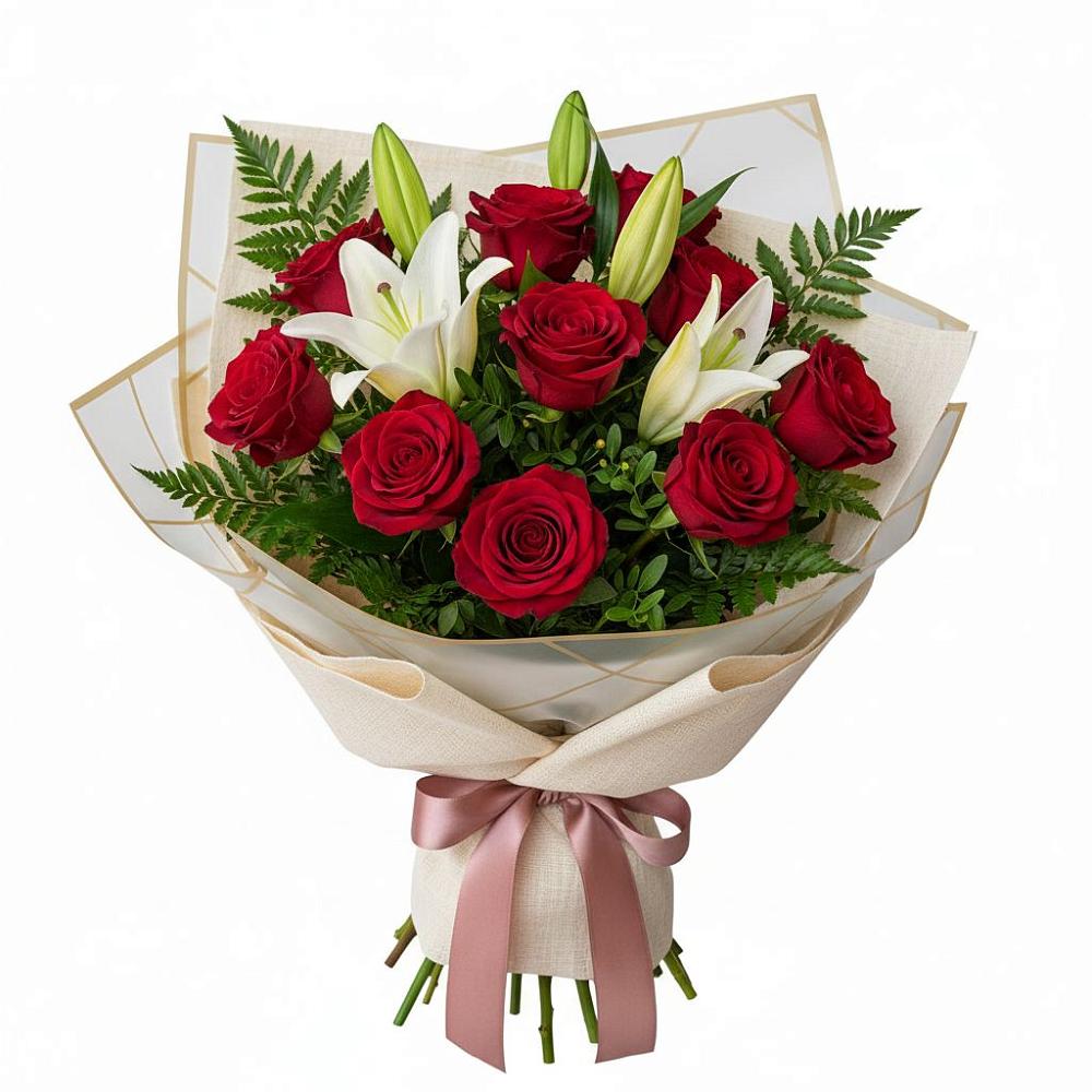 Букет цветов из: Лилии и Розы в Лобне