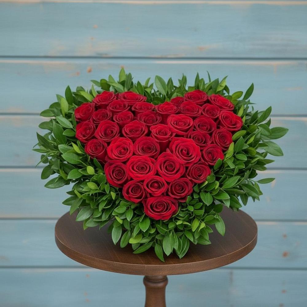 Цветочная композиция из Розы в виде сердца в Лобне