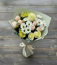 Букет цветов из:  Альстромерии, Розы и Хризантемы в Лобне
